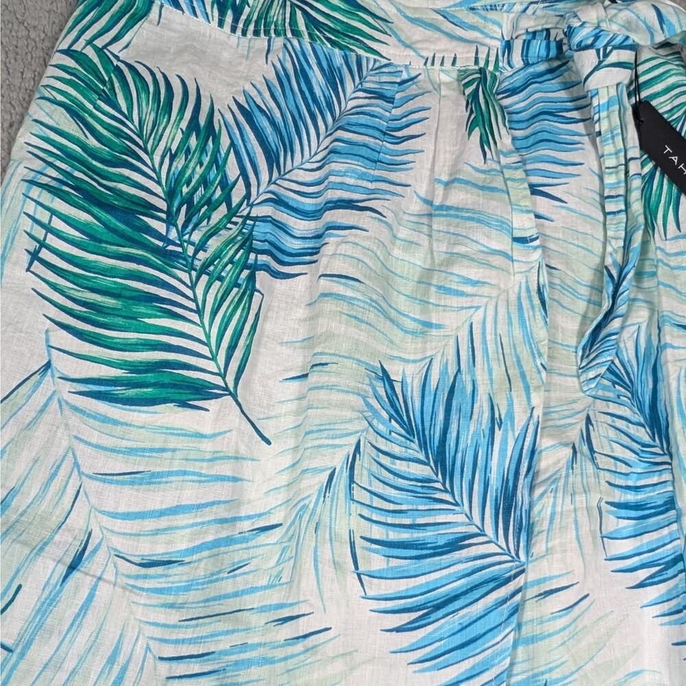 Tahari Skirt Womens Medium Palm Leaf Print Linen Wrap Midi Summer Beach Casual - Picture 2 of 6